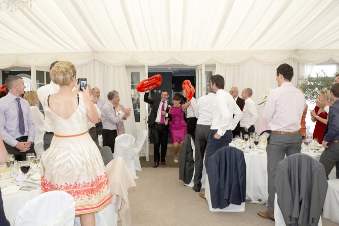 funny wedding party entrance